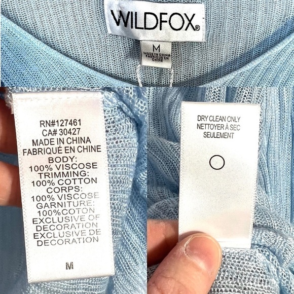 Wildfox Baby Pastel Blue Knit Waylon Fringe Western Sweater Size Medium - Picture 11 of 17